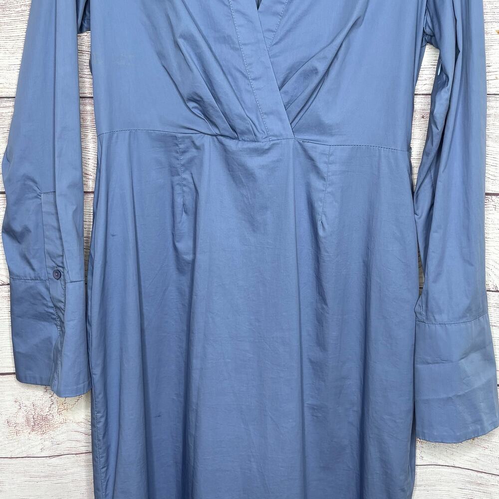 Suboo Blue Classic Office Long Sleeve Midi Collared Neckline Dress Size Large - Picture 5 of 10